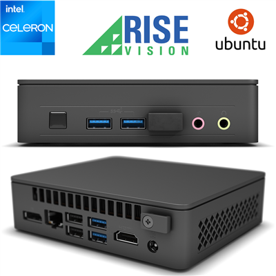 Rise Vision Intel NUC Celeron Linux Pre-Configured Digital Signage Media Player